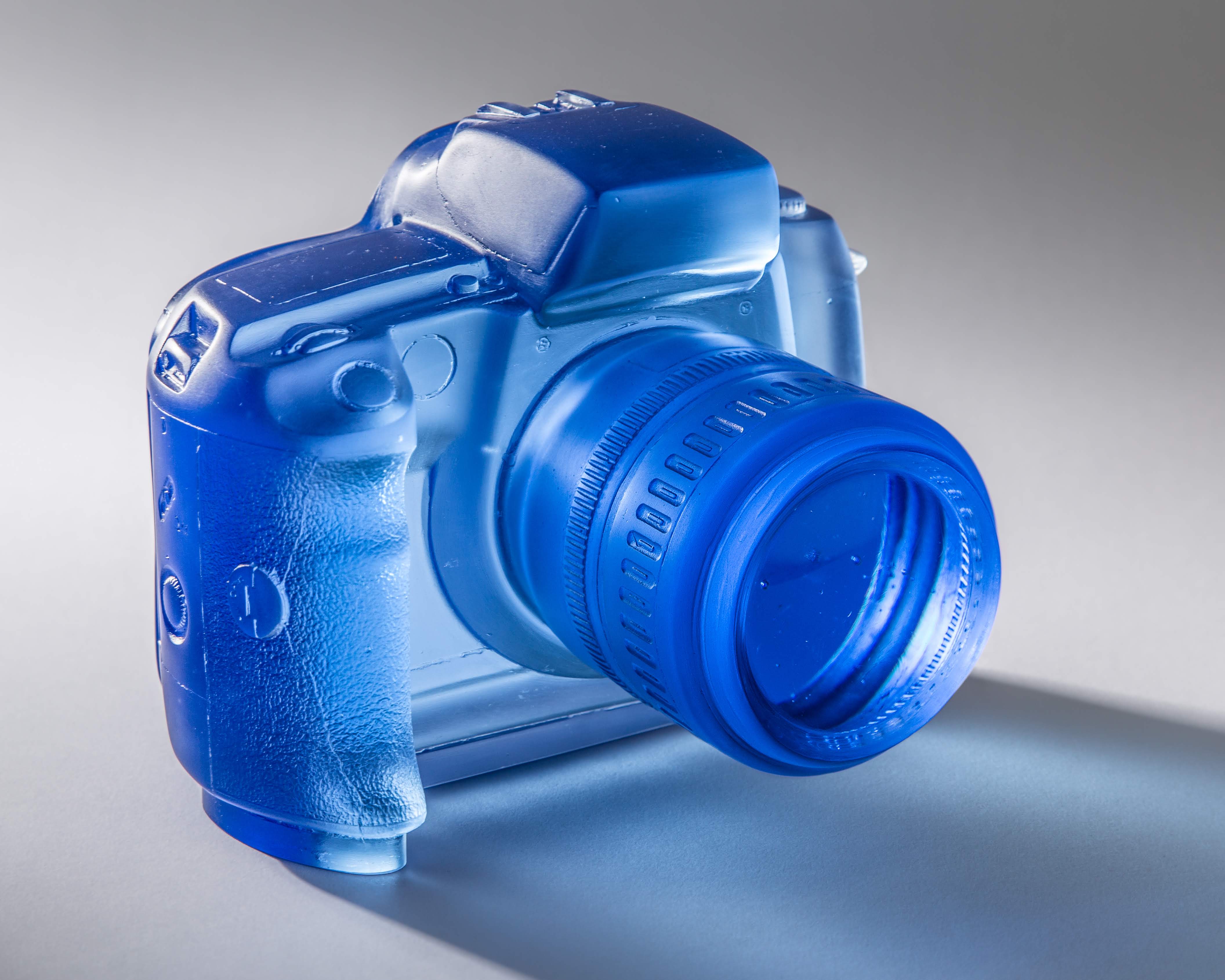 Title: "Blue Hour" Method: Cast glass, polished Material: Lead crystal Size: 6.4 x 5.9 x 4.5 in Date: 2018 The blue hour is the period of twilight in the morning or evening, when the Sun is at a significant depth below the horizon and residual, indirect sunlight takes on a predominantly blue shade.