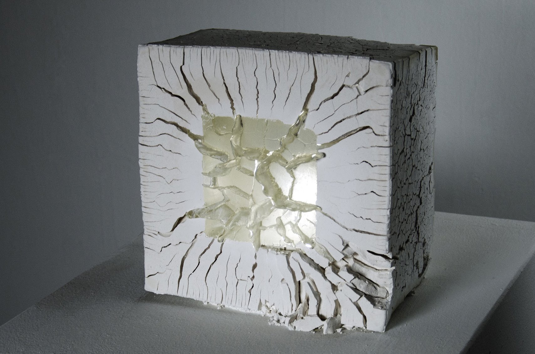 TITLE: Abstract Cube DATE: 2016 SIZE: 12”L x 12"W x 12”H METHOD: Cast Glass MATERIALS: Glass, Plaster PHOTO: Josh Hershman