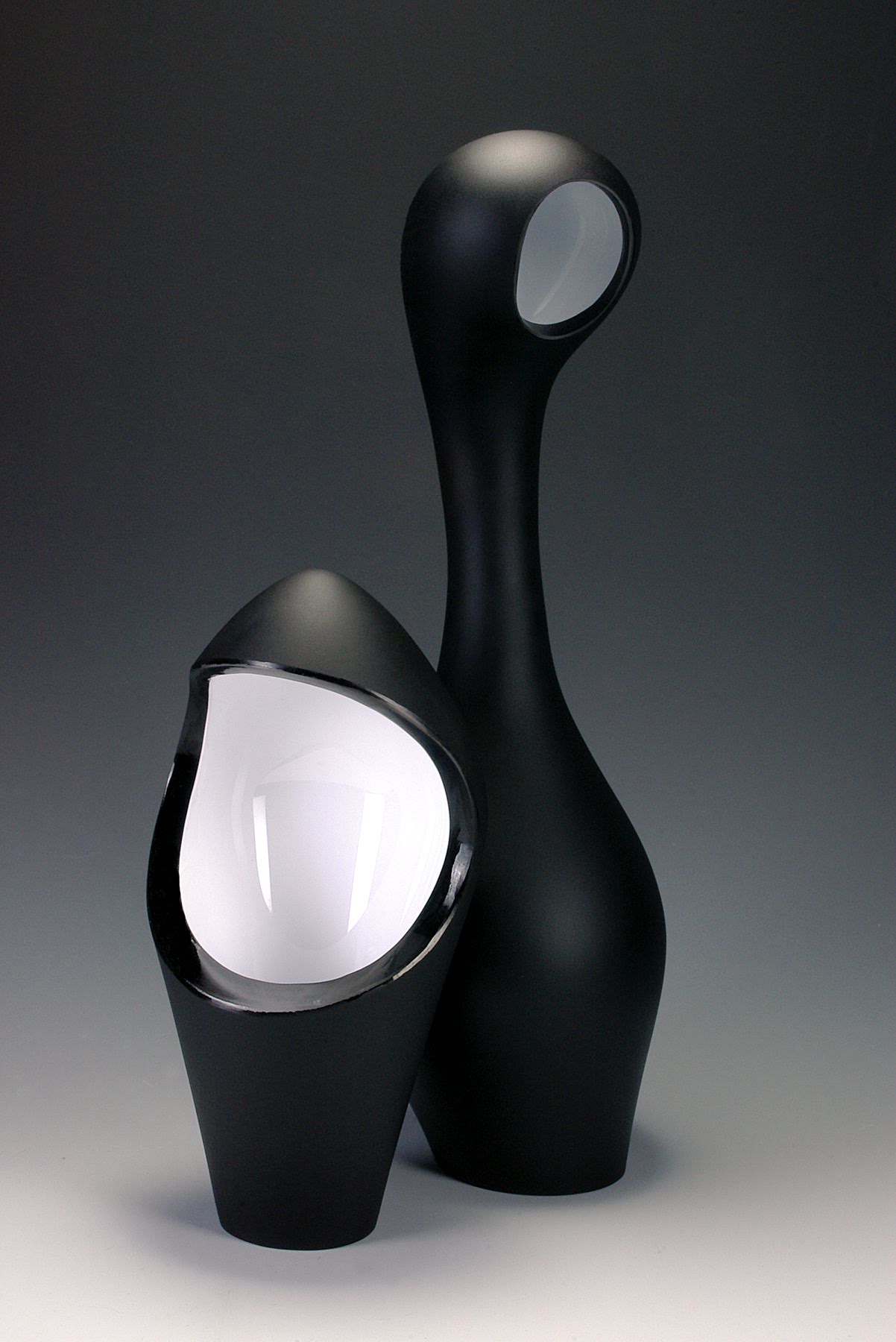 TITLE: Lovers MEDIUM: Glass METHOD: Blown, engraved, polished SIZE: 14”h x 9”w x 9”d DATE: 2010 PHOTO: Azad Photo